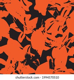 Orange Floral brush strokes seamless pattern background for fashion prints, graphics, backgrounds and crafts