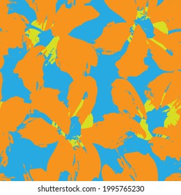 Orange Floral brush strokes seamless pattern background for fashion prints, graphics, backgrounds and crafts