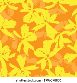 Orange Floral brush strokes seamless pattern background for fashion prints, graphics, backgrounds and crafts