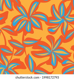 Orange Floral brush strokes seamless pattern background for fashion prints, graphics, backgrounds and crafts