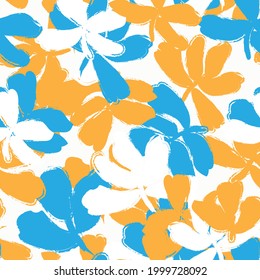 Orange Floral brush strokes seamless pattern background for fashion prints, graphics, backgrounds and crafts
