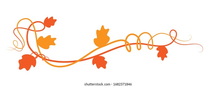 Orange floral frame decoration element, ivy leaves, isolated on white -  Vector