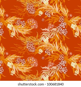 Orange floral motif. Seamless pattern.