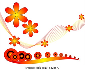 Orange Floral on White