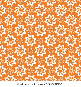 Orange floral ornament with white elements. Seamless pattern for textile and wallpapers