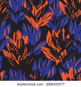Orange Floral seamless pattern background for fashion textiles, graphics, backgrounds and crafts