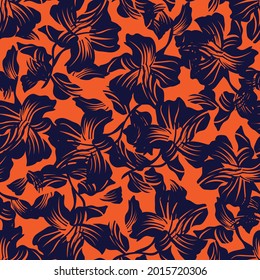 Orange Floral seamless pattern background for fashion textiles, graphics, backgrounds and crafts
