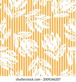 Orange Floral sin soldadura con fondo a rayas para textiles y gráficos de moda