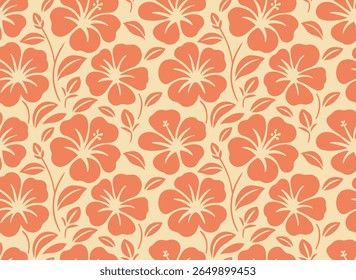 Orange floral seamless pattern, suitable for fashion design, decoration, fabric, wallpaper and printing on beige background