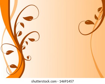 An orange floral vector background illustration with room for text
