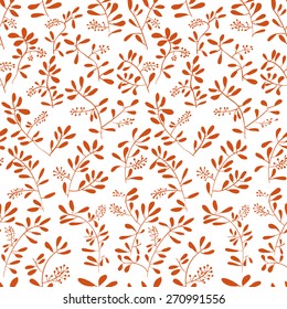 Orange floral vector pattern. Wild Cherry branches