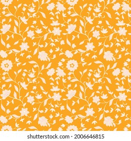 orange floral vintage seamless pattern design. for fabric packaging, wallpaper and scrapbook.