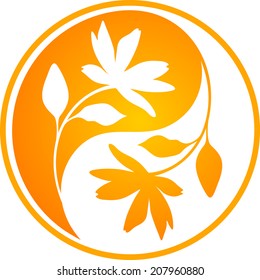 Orange floral Yin Yang