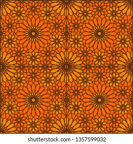 Orange FloralI Slamic Seamless Pattern