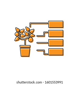 Orange Flower analysis icon isolated on white background.  Vector Illustration
