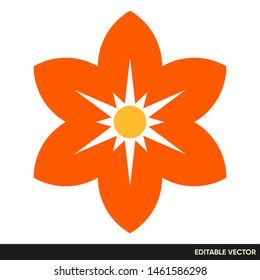 ORANGE FLOWER AUTUMN VECTOR ICON FLAT DESIGN