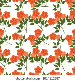 orange flower bouquet seamless vector pattern, botanical endless print