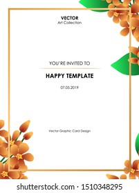 Orange Flower Card, Vector illustration design element
