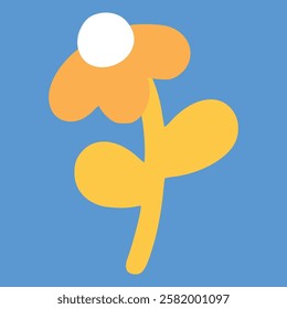 Orange flower doodle, illustration, simple, minimalist, hand-drawn, playful, clean, cute, aesthetic and friendly