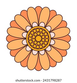 Orangenblume. Doodle Stil isoliert auf weißem Hintergrund. Design-Element der Sommersaison im Frühling. Perfekt für Poster Einladung T-Shirt Print oder Grußkarte. Trendige flache Vektor-Illustration 