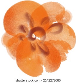 Orange flower  field watercolour illustration