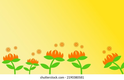fondo amarillo degradado de flores anaranjadas