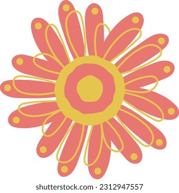 Orange Flower Illustration Design Graphic Element Art Card