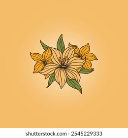 Ilustración de la flor naranja con un fondo agradable