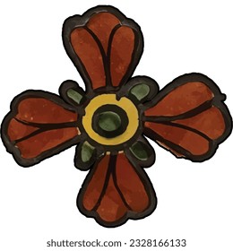 orangefarbene Blume einzeln auf weißem Hintergrund