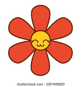 orange flower kawaii cartoon botanical icon