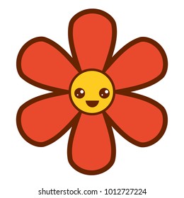 orange flower kawaii cartoon botanical icon