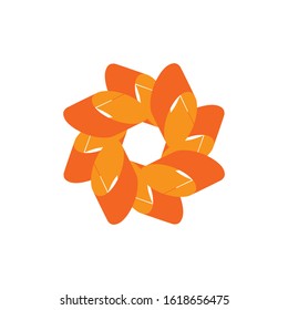 orange flower logo vector illustration. designed with red, orange and yellow color. suitable for business and others activities