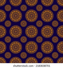 orange flower ornament pattern on dark blue background. unique, elegant, repeat, line and mandala style. suitable for backgrounds, fabrics, wallpapers, textiles, and decorations