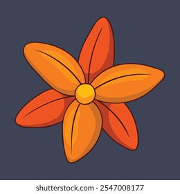 orange flower with outline in flat vector design.