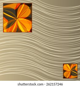 orange flower pattern and curved lines