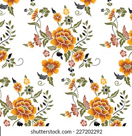 Orange flower pattern drawn by hand.