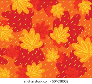 Orange flower pattern. Spring camouflage.