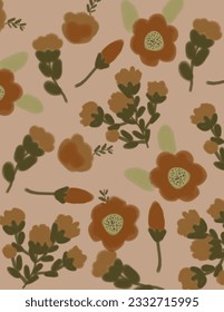 Patrones de flores de color naranja en el vector de fondo rosa, ilustraciones para la decoración de paredes, papel pintado, impresiones de arte, plantillas, almohadas, diseños de estuches de teléfono, etc.