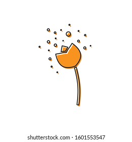 Orange Flower producing pollen in atmosphere icon isolated on white background.  Vector Illustration