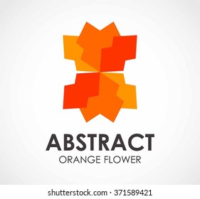 Orange flower of swirl abstract vector and logo design or template origami nature business icon of company identity symbol concept