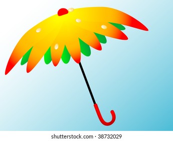 Orange flower umbrella - vector illustration