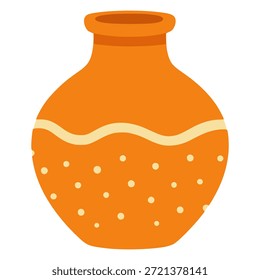 Jarrón de flor naranja Diseño de Plantilla de Ilustración vectorial de color plano de cerámica