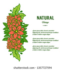 Orange flower vector illustration frame for natural vintage decor
