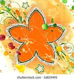 orange flower - watercolor background Elements on separate layers