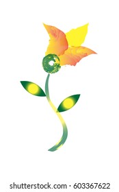 Orange flower Watercolor floral illustration Floral decorative element Vector floral background