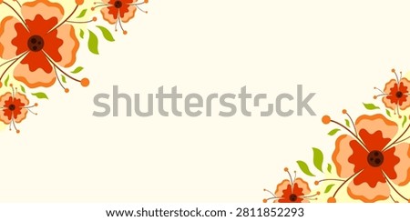 Orange Flowers Corner Border Blank Business Card