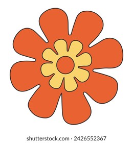 Orange flowers elements on white background