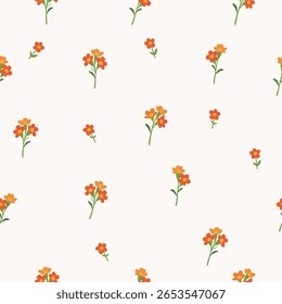 Naranja flores y hojas sin patrón, Vector, ilustración