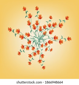 Flores naranjas con fondo de malla de gradiente de color naranja claro