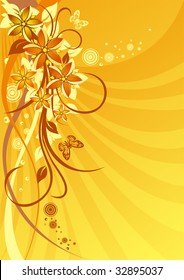 Orange flowers on a solar background